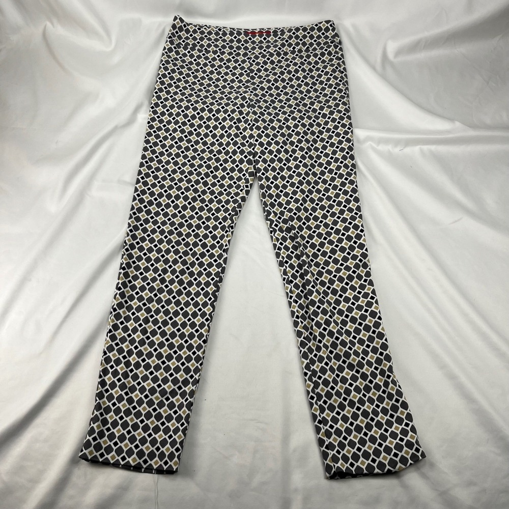 Krazy Larry Pull On Stretch Geometric Diamond Tile Print Ankle Pants